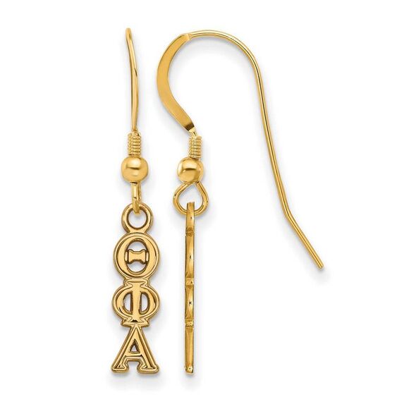 14K Plated Silver Theta Phi Alpha XS Dangle Earrings - Picture 1 of 3